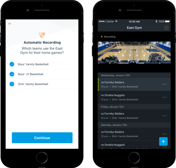 Installation and schedule management screens on iPhones.